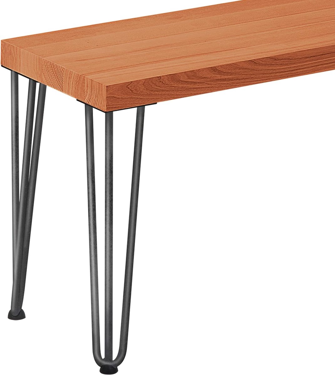 Halbank 30x60x47 cm - Minimalistische Zitbank van Massief Hout en Stalen Poten