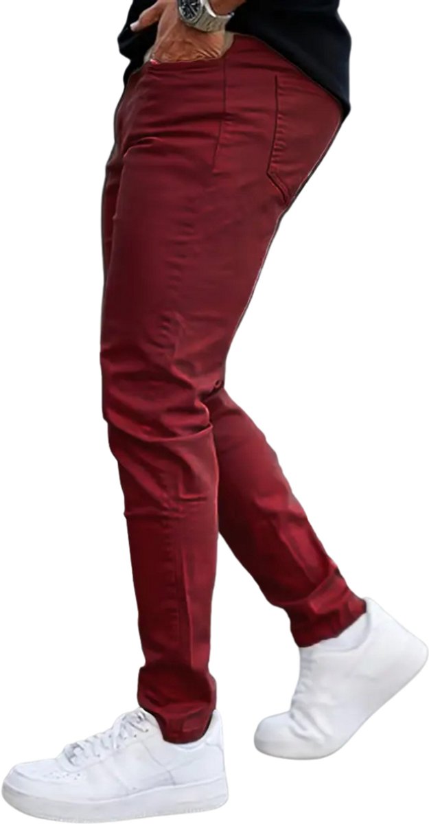 Bovista Lange Broek Heren Spijkerbroek Broeken Spijker Pants Jeans Trouser Stretch Straight Leg Rood