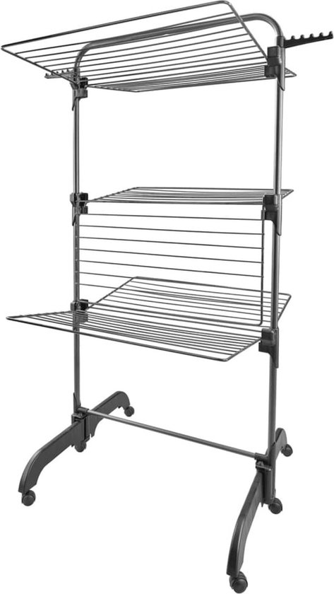 Tour de séchage Leifheit Pegasus 420 Solid Comfort - longueur de séchage 42 m - avec roues et cintres inclus - noir