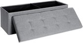 Hoppa! Zitbank - zitkist - zitpoef - voetenbank - hocker met opbergruimte en deksel - lichtgrijs - MDF - 110 × 38 × 38 cm