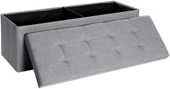 Hoppa! - Zitbank met deksel 120 L - lichtgrijs - MDF - 110 × 38 × 38 cm