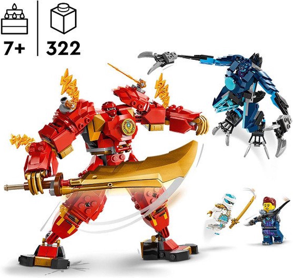 LEGO 71808 NINJAGO Kai's elementaire vuurmecha Actiefiguur Speelgoed voor Rollenspellen — afbeelding 14