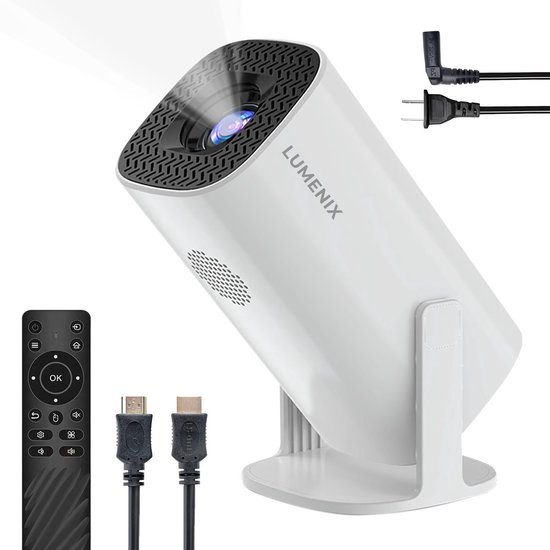 Lumenix® S2 Mini Beamer 2025 - Alles-in-één Smart TV Projector - 4K support & Voor iOS & Android - Wit