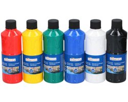 Artist&Co Plakkaatverf Kinderset 6×250 ml – Heldere Dekkende Basiskleuren – Veilig, Mengbaar & Ideaal voor School, Thuis & Hobby