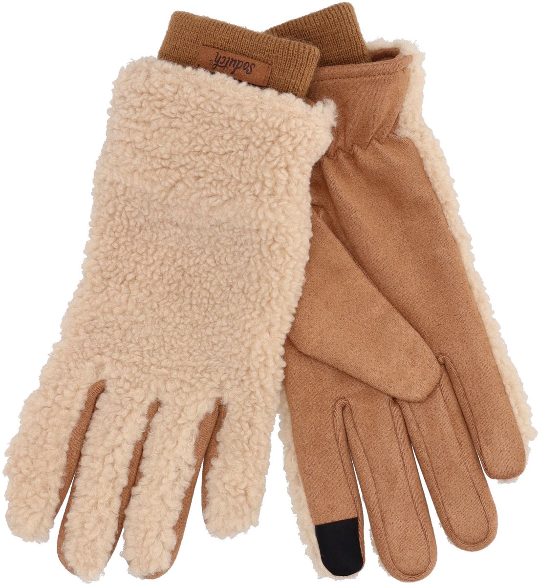 Sodutch Winter Essentials Handschoenen M - Vegan Suede - Touchscreen Functie - Waterafstotend - Fluffy Voering - Cognac