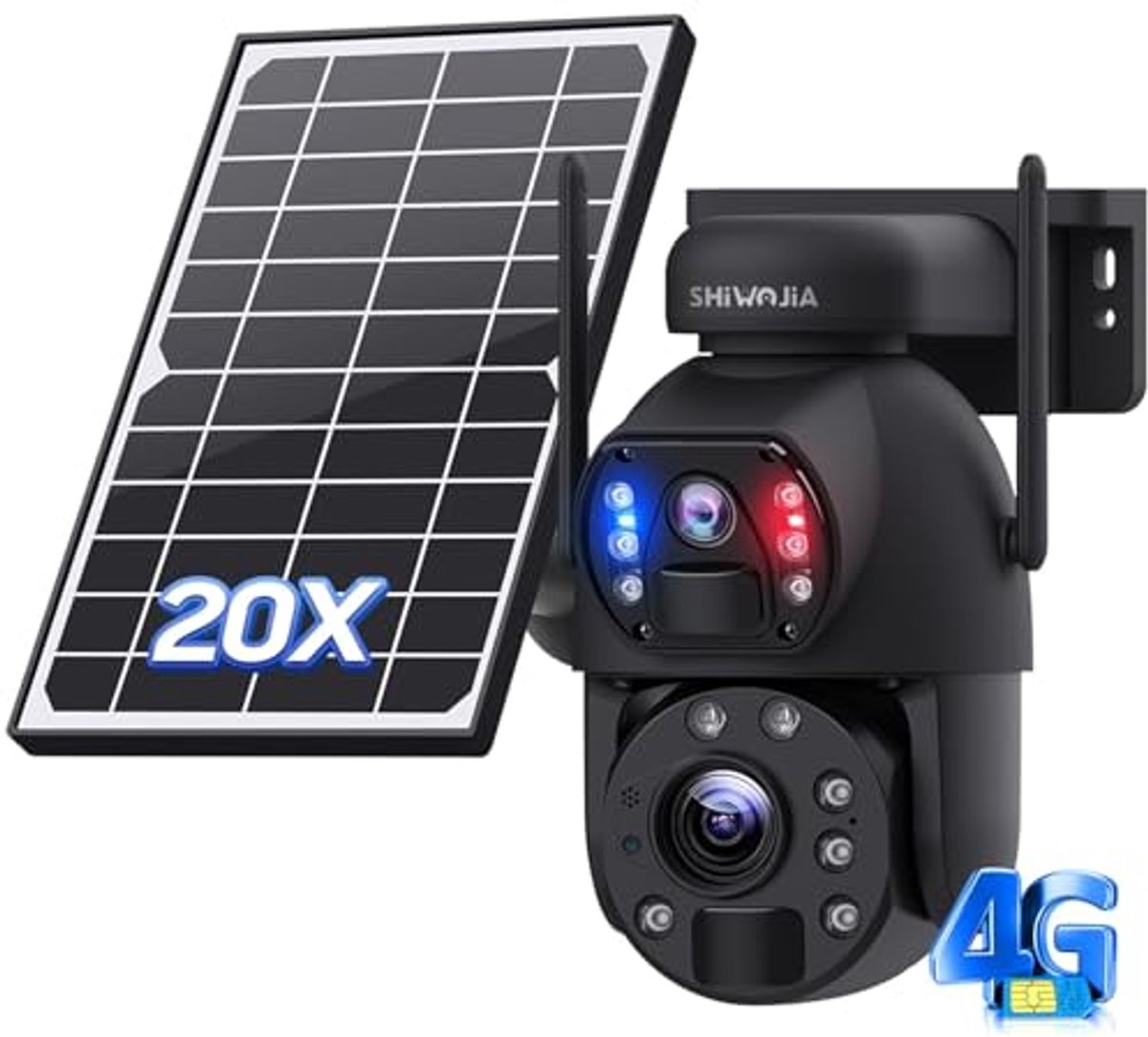 Zonne-energie Beveiligingscamera Outdoor met 4G en 10x Zoom – 6MP Dual Lens Camera met Kleur Nachtzicht en PIR Menselijke Detectie