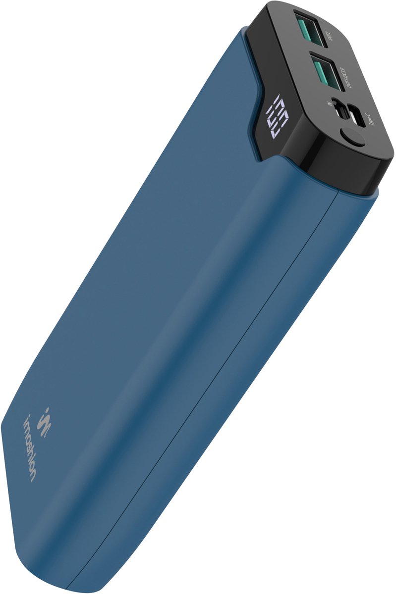 iMoshion® Oplaadbare 20.000 mAh Powerbank – Snellaadfunctie – USB USB C & Micro USB - Blauw