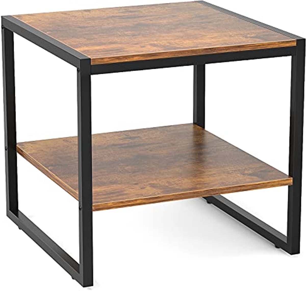 Moderne vierkante bijzettafel met opbergplank - 20 inch houten afwerking