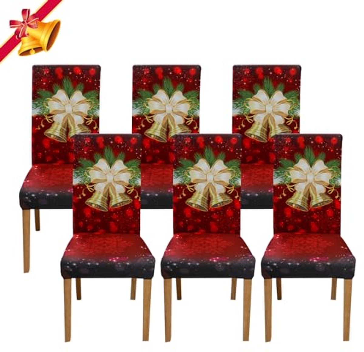 Rekbare Eetkamerstoelhoezen voor Kerstmis - Set van 4 Hoge Rug Covers