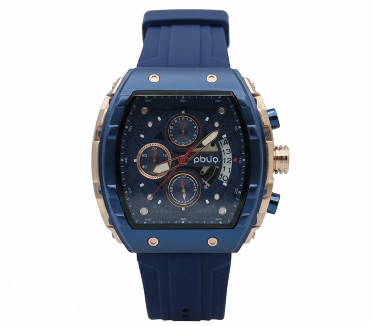 PBLIQ - Luxe Herenhorloge Blauw Roségoud - Quartz Chronograaf Horloge