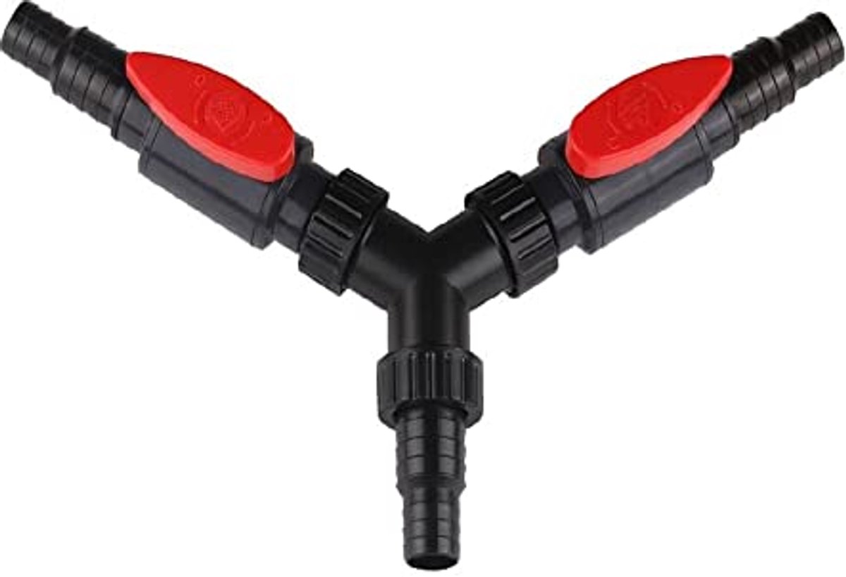 Y-stuk slangaansluiting met 2 afsluitkranen voor tuin en zwembad - 20/25 mm connector
