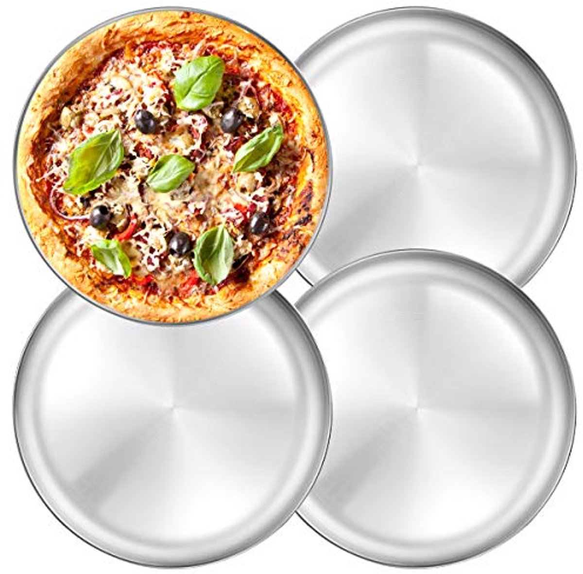 Roestvrij Staal Pizza Pan 13 inch - Ronde Bakplaat voor Toaster Oven - 4 Stuks