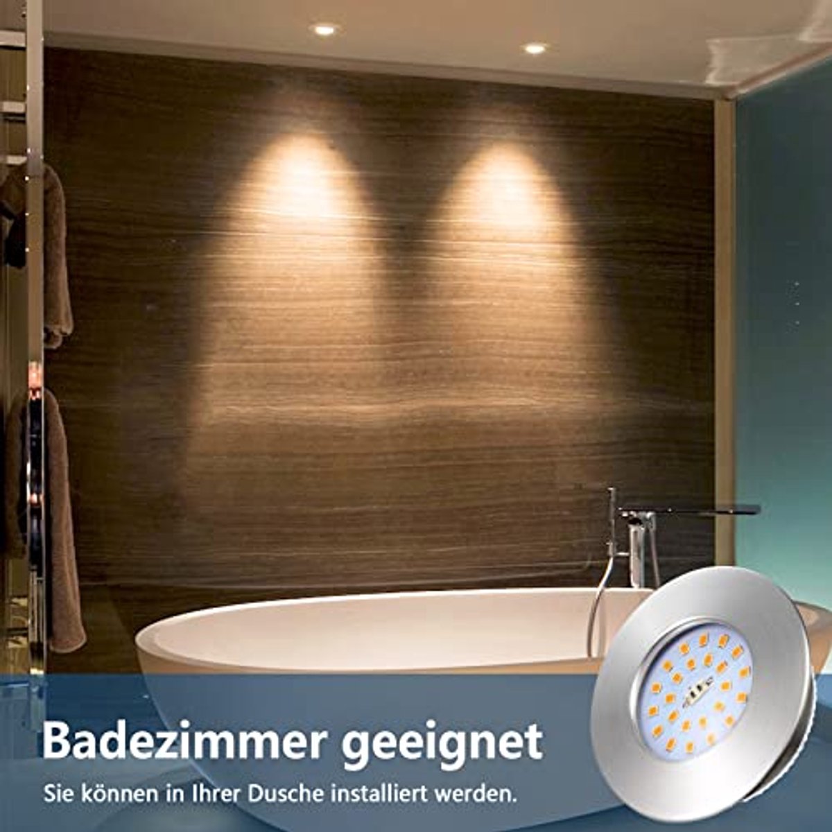 Led-inbouwspots voor badkamers en keukens, 7W, extra platte plafondspots, waterdicht IP44,