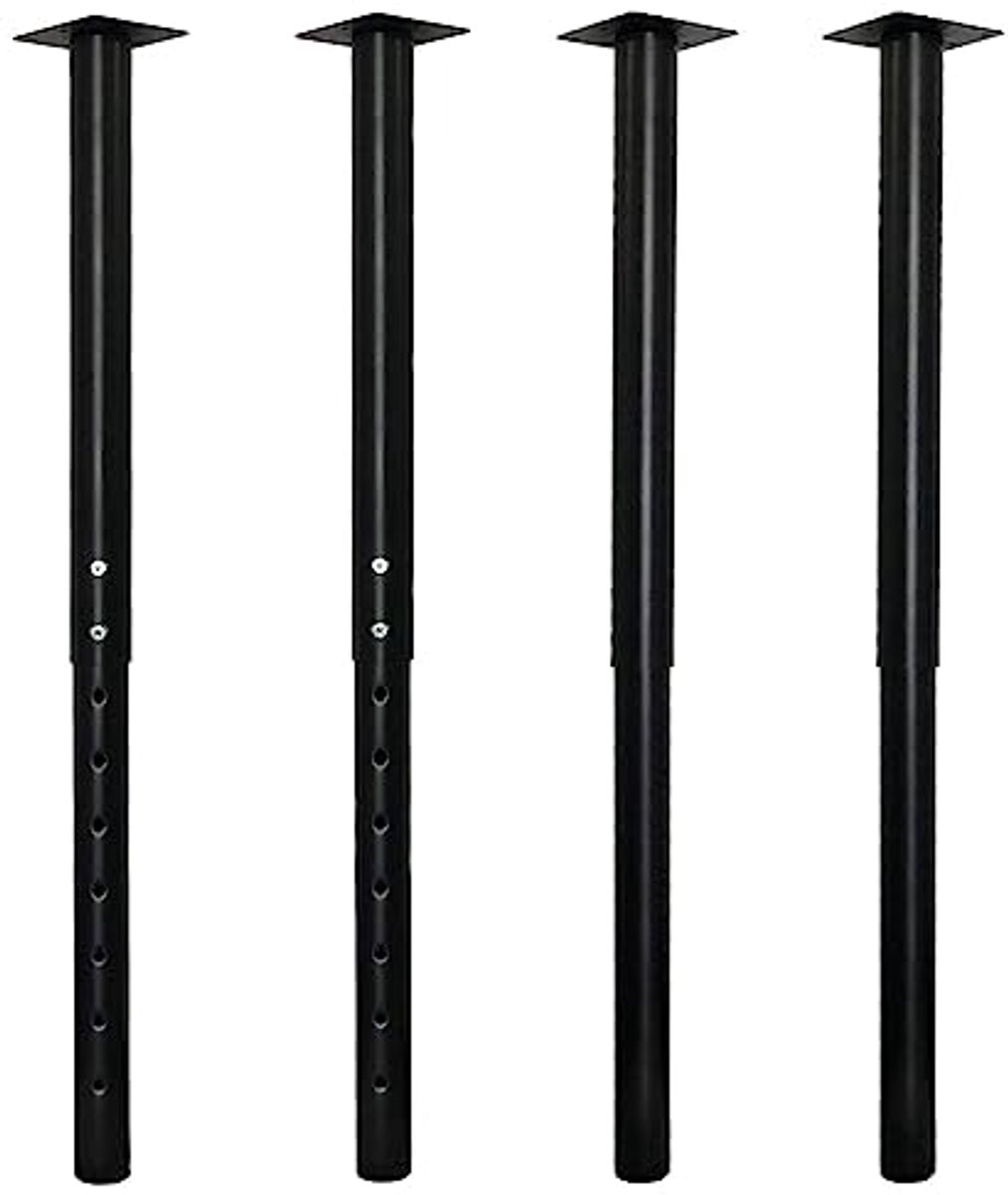 Verstelbare Metalen Tafelpoten 55-90 cm voor Eettafel en Bureau, Ø50/45 mm, 4 Stuks (Zwart)