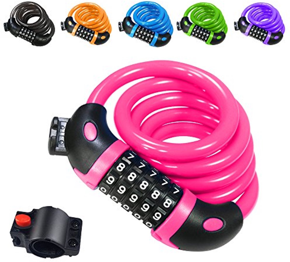 Fietsslot 120 cm/12 mm - Zeer Hoog Veiligheidsniveau met 5-Cijferige Cijferslot voor Fiets Scooter en Trike