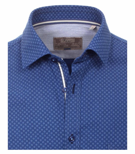 Chemise Venti Bleue fantaisie ☆Semi Cintrée (Modern Fit) à manches extra-longues 72cm M