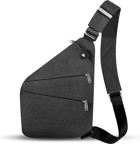 Sac bandoulière antivol homme - Sac bandoulière - Sac téléphone - Sac banane - Sac bandoulière femme - Sac bandoulière femme - Sac bandoulière homme - Sac bandoulière homme - Sac bandoulière homme - Antivol - gris - épaule droite - Sac bandoulière