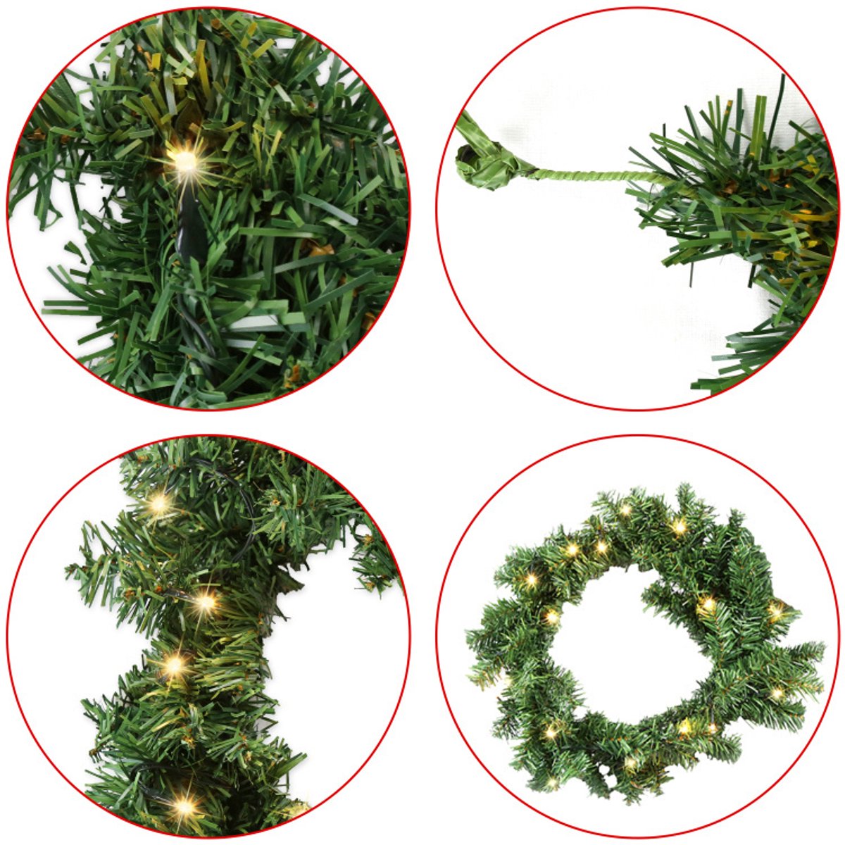 Kerstguirlande met geïntegreerde lichtketting met verlichting 5 m groen met 100 leds – foto 6