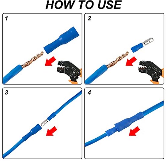 Ruidee 100 Stuks Platte Stekker- En Hulsverbindingen – 16-14 AWG, Blauw – Ideaal Voor Auto, Motor En Werkplaats!