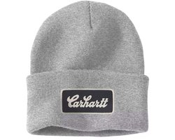 Carhartt Knit Cuffed Script Patch Beanie 107007 Heather Grey
