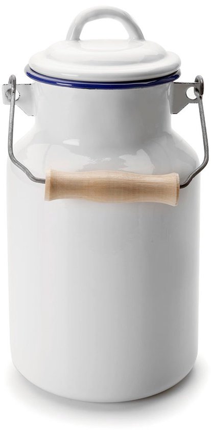 Pot à lait 1 L, acier, blanc/bleu, 10 x 10 x 22 cm