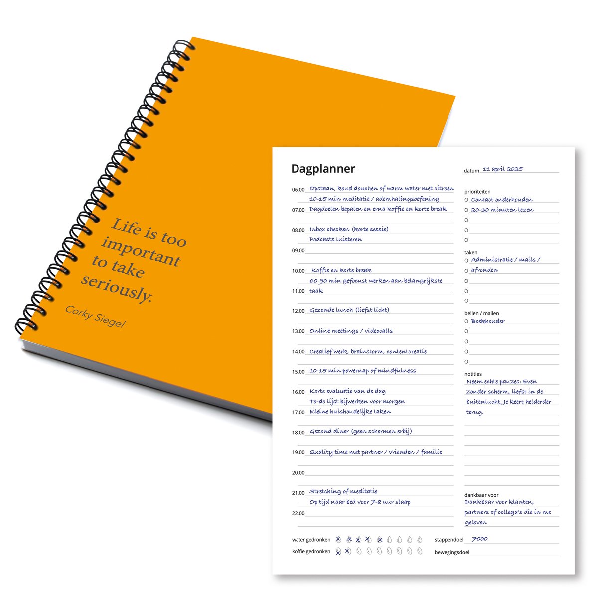 Week- & Dagplanner Oranje – 48 Pagina’s – Mindset – Planner voor Focus & Productiviteit – A5 Formaat