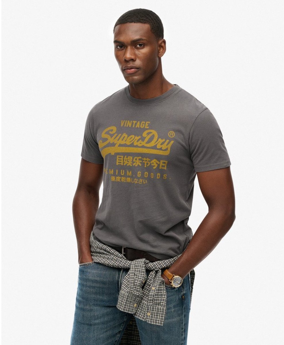 Superdry Vl Classic Shirt Heren Donkergrijs – Donkergeel