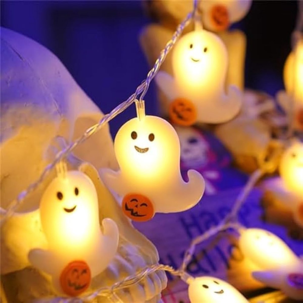 Lichtsnoer - Halloween decoratie - Halloween Lichtslang - Batterij Aangedreven Warm Licht - Sfeervolle Feest Decoratie - Halloween LED Lichtsnoer Pompoen Decoratie - Halloween Verlichting voor Binnen & Buiten - 4.5m 30 Lampjes — cadeau in Wonen & Interieur - foto 3