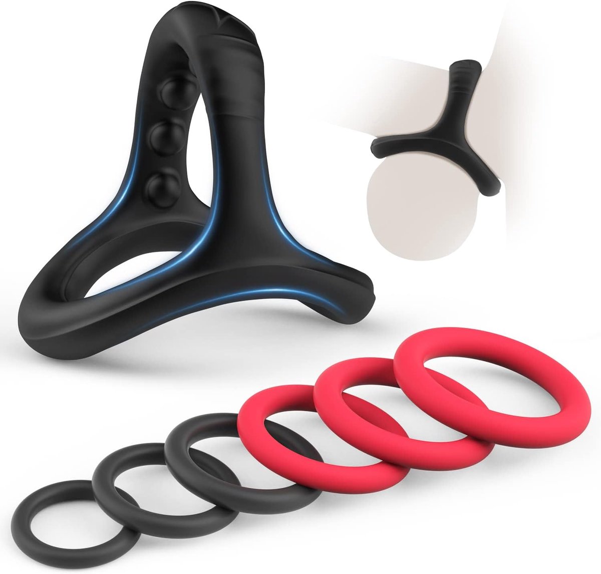 Siliconen penisringset, 7 verschillende maten, kan erecties verbeteren, langdurig en flexibel, seksspeeltjes voor volwassenen, geschikt voor mannen of stellen