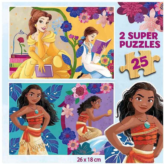 DISNEY PRINCESS (BELLA + VAIANA) - 2 houten puzzels van Disney — afbeelding 5