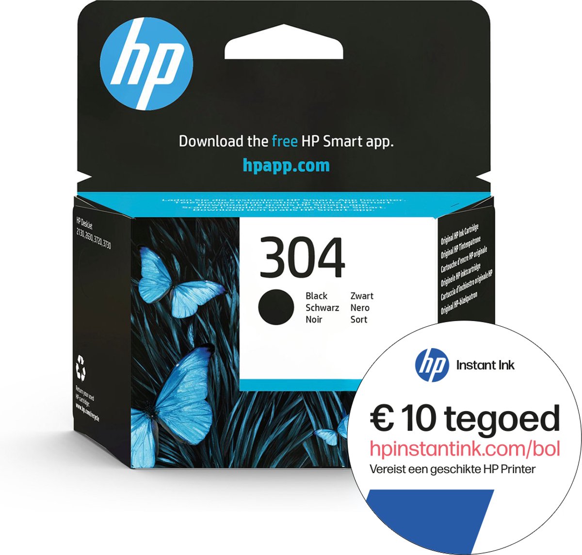 HP 304 - Inktcartridge zwart + Intant Ink tegoed