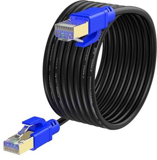 ikbc Cat 6 Ethernet Kabel 50m - Hoge Snelheid 1000Mbps 250MHz LAN Netwerkkabel, 23AWG Waterdichte RJ45 Gigabit Patchkabel Wit voor Router PS4/5 Modem (50 Clips