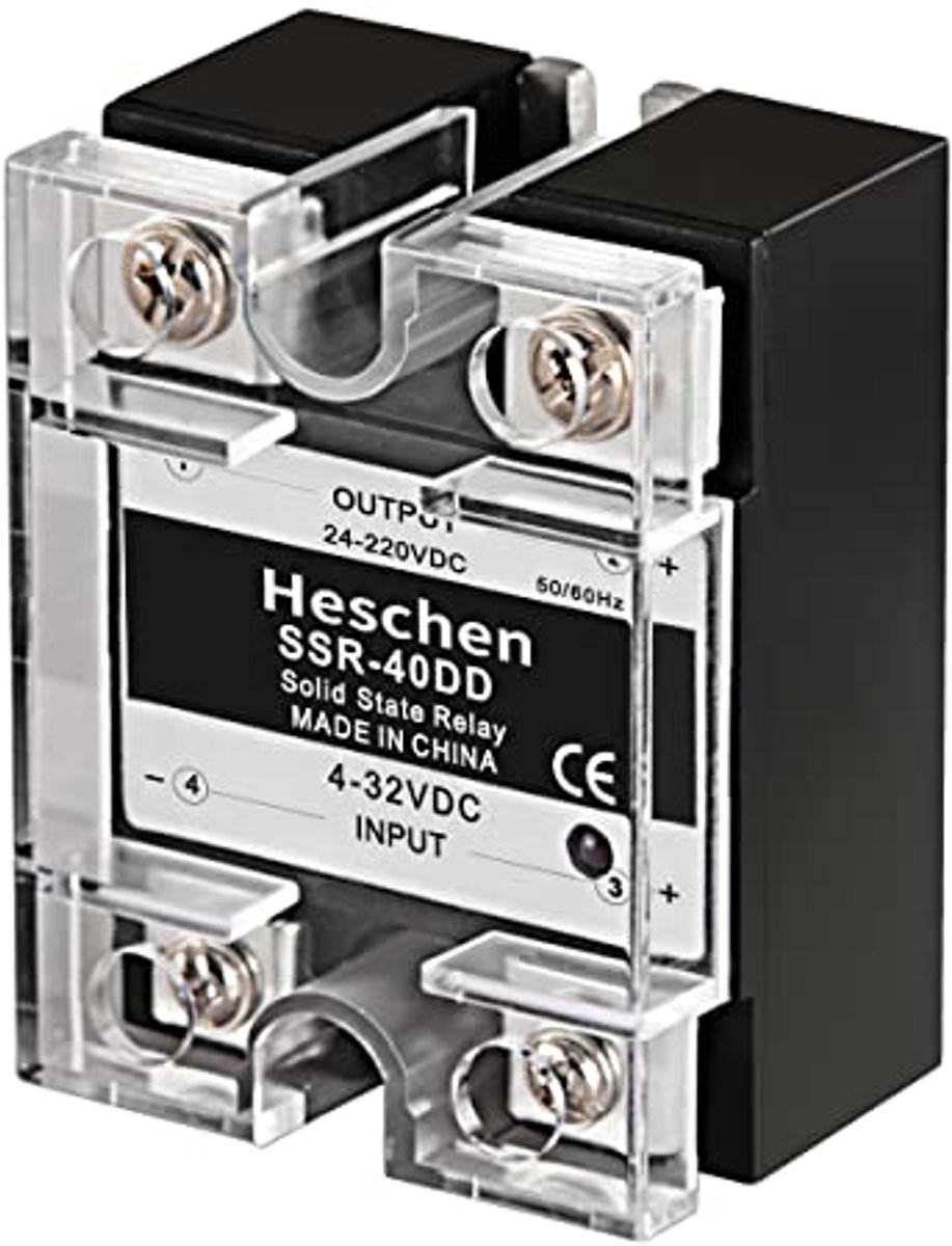 Eenfase DC/DC Solid State Relais - 40A, Ingang 4-32VDC, Uitgang 24-220VDC