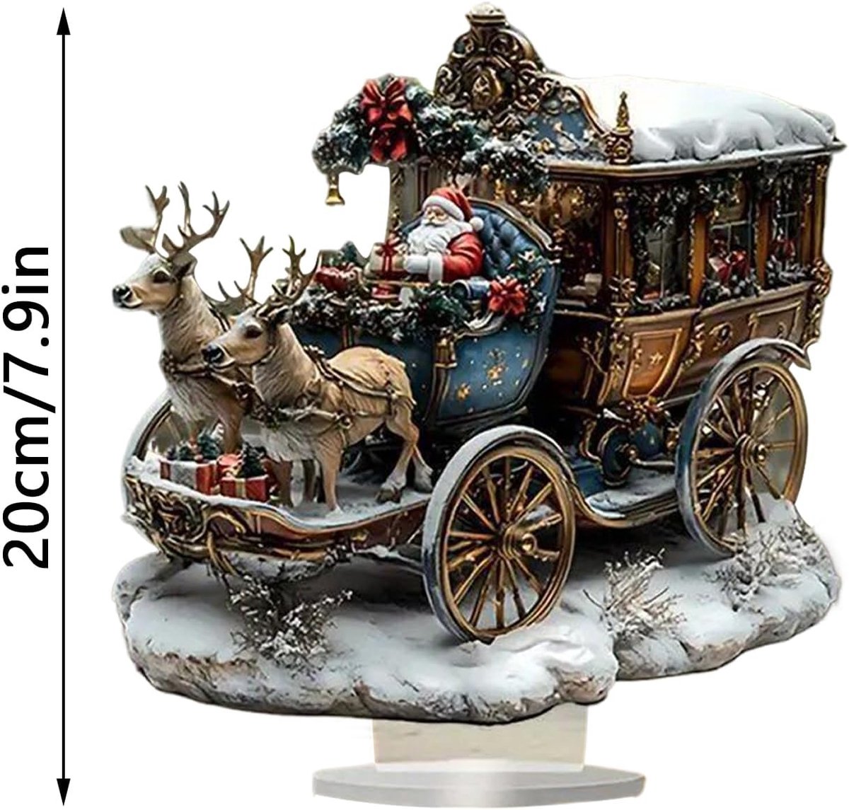 Kerstdecoratie voor op het bureau - Kerstman bezorgt geschenken 2D acryl ornament - religieuze kerstdecoratie voor op het bureau op de plank op de vensterbankop de schoorsteenmantel of op de tafel( 20CM ) – foto 5
