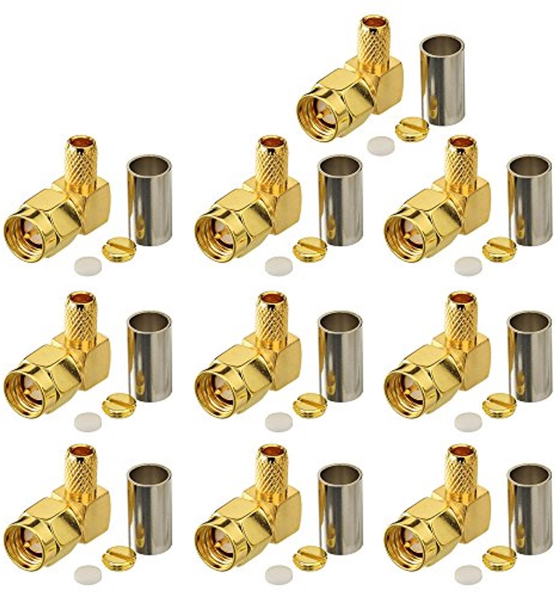Haakse SMA Connector Male Crimp voor 4G Antenne en Wifi Antenne - 10 Stuks