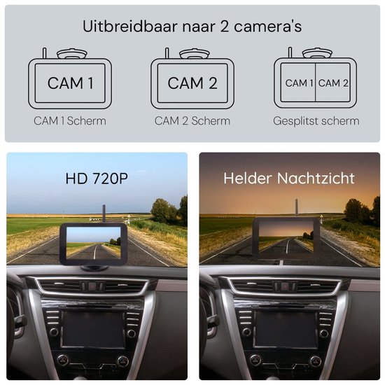 ProRide Draadloze Achteruitrijcamera - 5 Inch LCD Scherm - 9-28V - Complete Set - Auto, Vrachtwagen & Camper van Merkloos — afbeelding 5