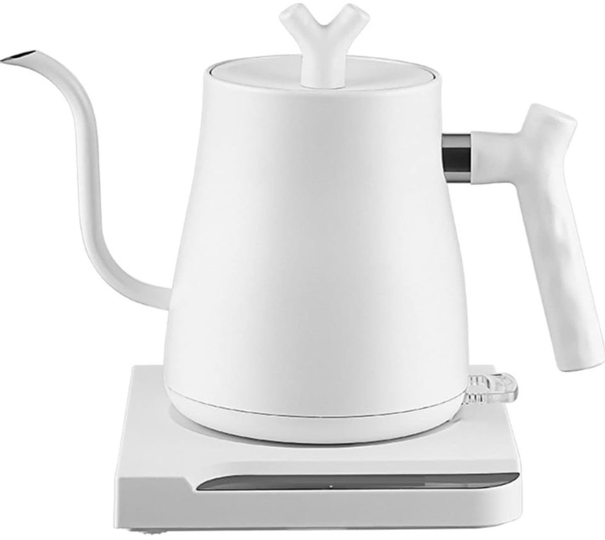 Waterkoker-Stijlvol-Theepot-Elegant-Dubbellaags-1 Ltr-Wit