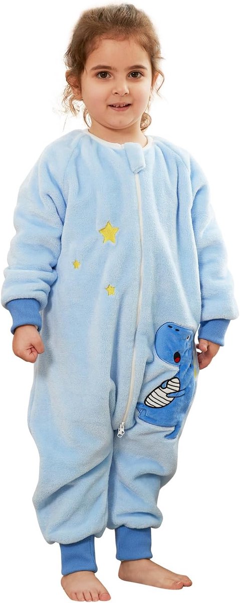 Famanu - Babyslaapzak, met voetjes, met broekspijpen, zacht, comfortabel, voor de winter, uniseks, met schattige dierenmotieven (uniseks)