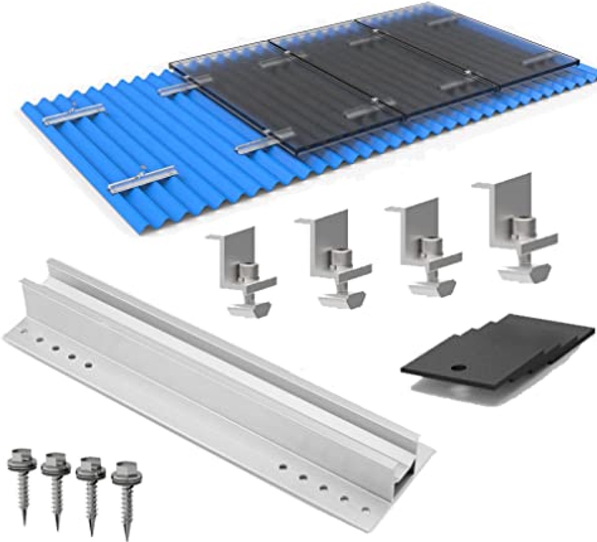 Zonnepaneelhouder Bevestigingssysteem voor Fotovoltaïsche Panelen - Trapeziumplaat en Profielconnector