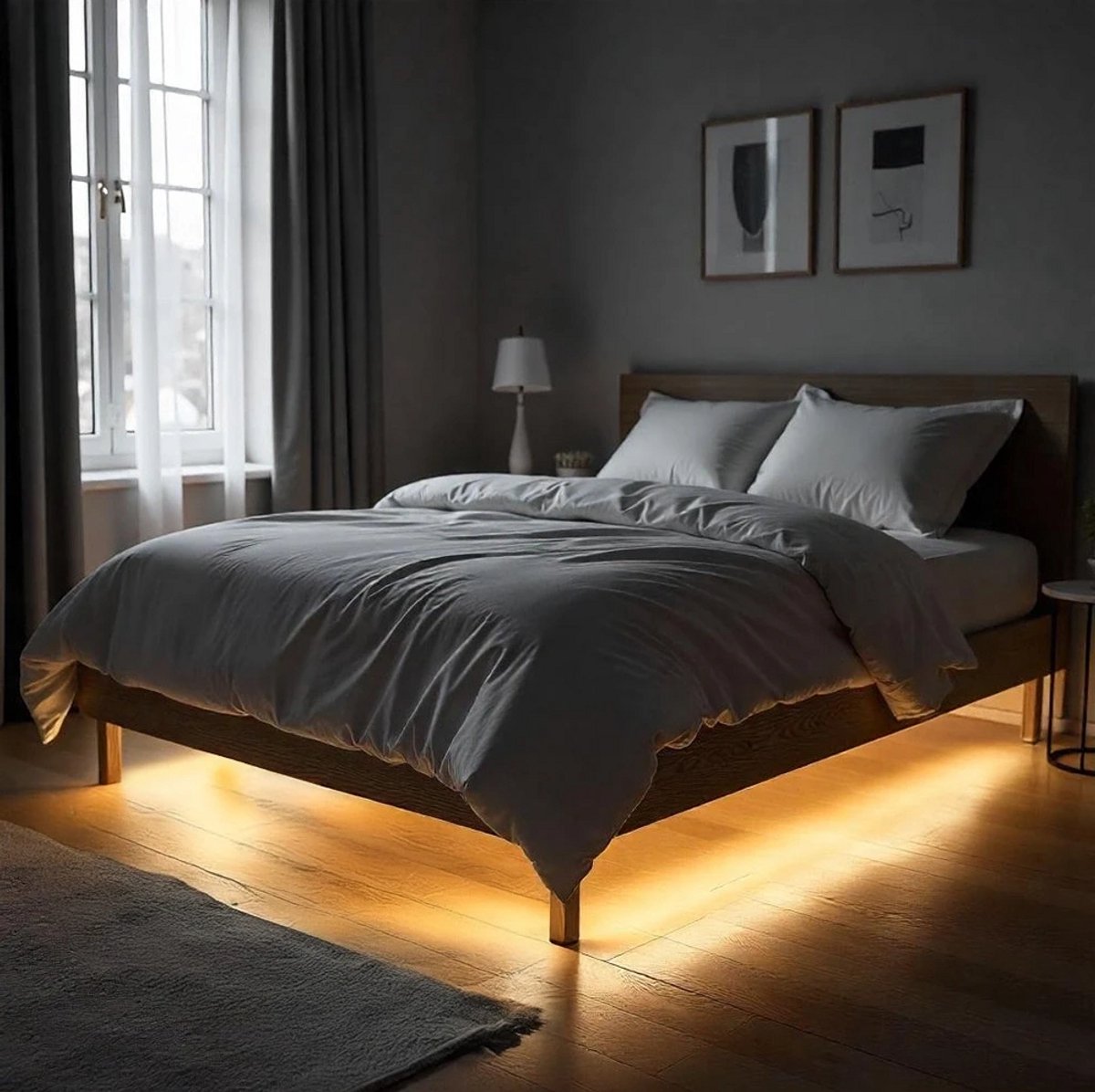 Bedverlichting met bewegingssensor - 2 zijden met 2 meter ledstrip - Warm wit licht - Complete set