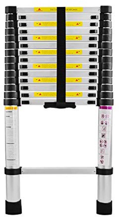 Edm - Telescopische Ladder - - Inklapbaar, Aluminium - Hoogte: 4 M