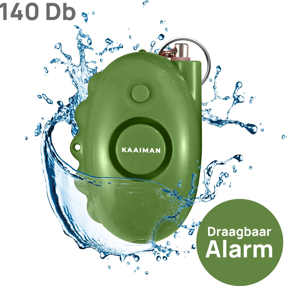 Kaaiman® Persoonlijk Alarm – Alarm sleutelhanger - Ingebouwde zaklamp - Inclusief batterij - Veiligheid - Zelfverdediging - 140 dB - Sleutelhanger - Waterproof - Groen 2025 model