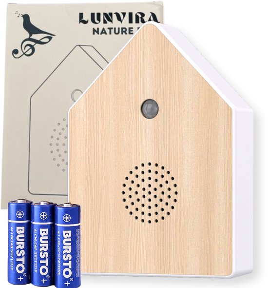 Lunvira® NatureBox - vogelgeluiden huisje met sensor - vogelhuisje met vogelgeluiden - vogelhuisje met geluid - Vogel huisje voor op toilet, badkamer, toilet en woonkamer
