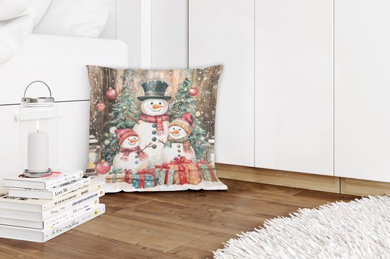 Sierkussens - Kussentjes Woonkamer - 40x40 cm - Sneeuwpop - Familie - Kleurrijk