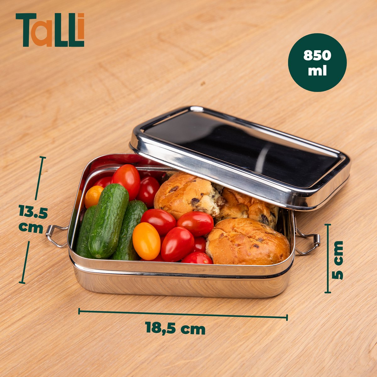 RVS Lunchbox Vierkant (Large) - Broodtrommel - Lunchbox - Brooddoos - Lunchbox volwassenen - Lunchtrommel