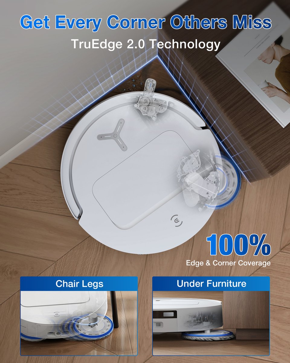 ECOVACS - DEEBOT T50 Omni wit Gen 2 EU - Stofzuig- en dweilrobot - 21.000 Pa zuigkracht- Zelfreinigende Robotstofzuiger met Warmwater – Dweilsysteem - Automatisch Leegstation - Geschikt voor dierenharen — afbeelding 6