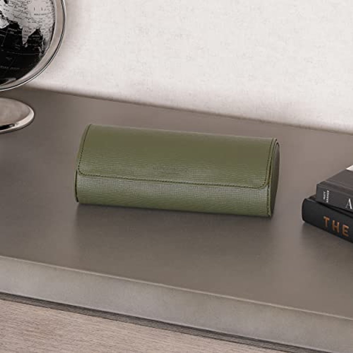 Reis Etui voor 3 Horloges | Stevige Bescherming voor alle Horloges en Smartwatches tot 50mm (Groen-Tan)