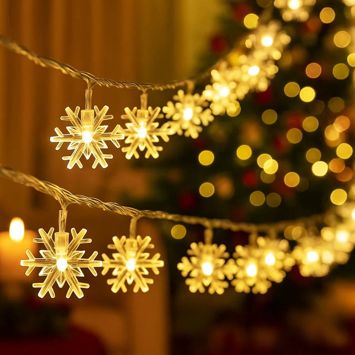 Nuvance LED Sneeuwvlokken - 1.5 m - 10 sterren - Kerstverlichting - Binnen & Buiten - Kerstdecoratie - Kerstversiering - Lichtslinger