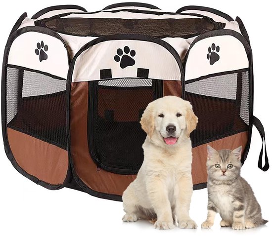 Ibenzoa® Opvouwbare en draagbare dierenomheining voor binnen en buiten gebruik
