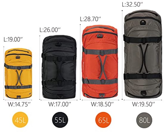 Ubon Grote Reis Duffel Rugzak met Geventileerd Schoencompartiment Meerdere Zakken Tote Sporttas Gymnasium Camping Strand Unisex Grijs 55L